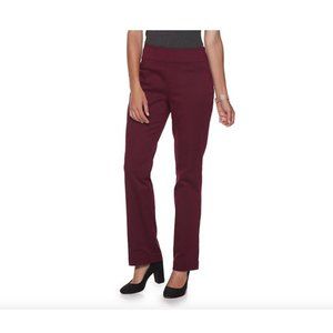 Croft & Barrow Effortless Stretch Pull-On Bootcut Pants Size 28W Burgundy NWT